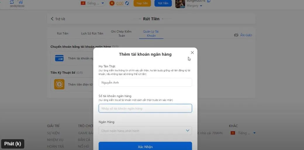 rút tiền 78Win